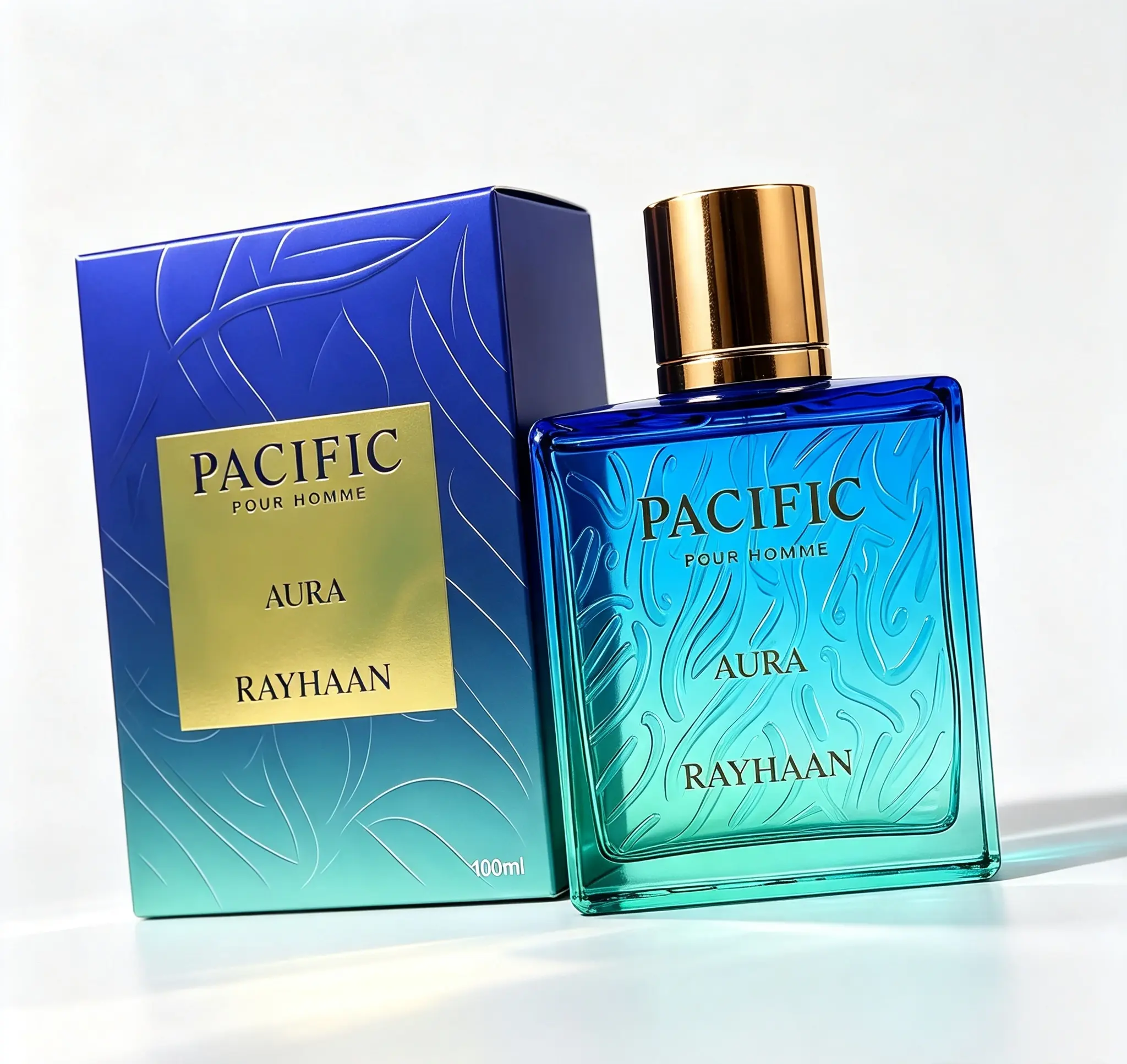 Rayhaan Pacific Aura Eau de Parfum Spray for Men 100ml / 3.4 fl oz – Citrus, Aromatic, Mint, Amber & Fresh Long-Lasting Men's Fragrance, Ocean-Inspired Luxury Cologne