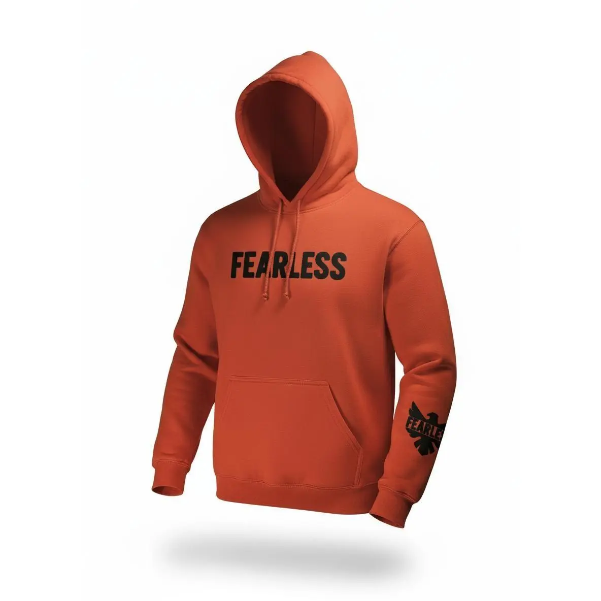 Women's Bold and Unapologetic Eagle Graphic Print Pullover Hoodie - Casual Fitted Hoodie with Full Sleeves, Fitted Cut, Orange Streetwear Top
