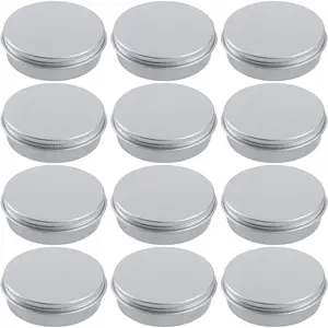 2 ounce aluminum tin jar refillable containers 60 ml aluminum screw lid round tin container bottle for cosmetic, lip balm, cream, 12 pack. Candle Canister Organiser