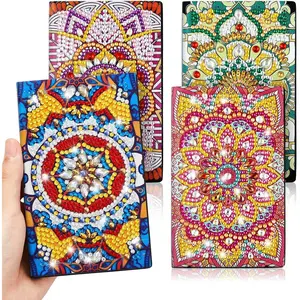 4 Pcs Diamond Mandala Flower Notebook Kits 3 x 5 in DIY Mandala Cover Notebook Crystal Journal Sketchbook Notepad for Men Women Birthday Crafts Gift Drawing Painting