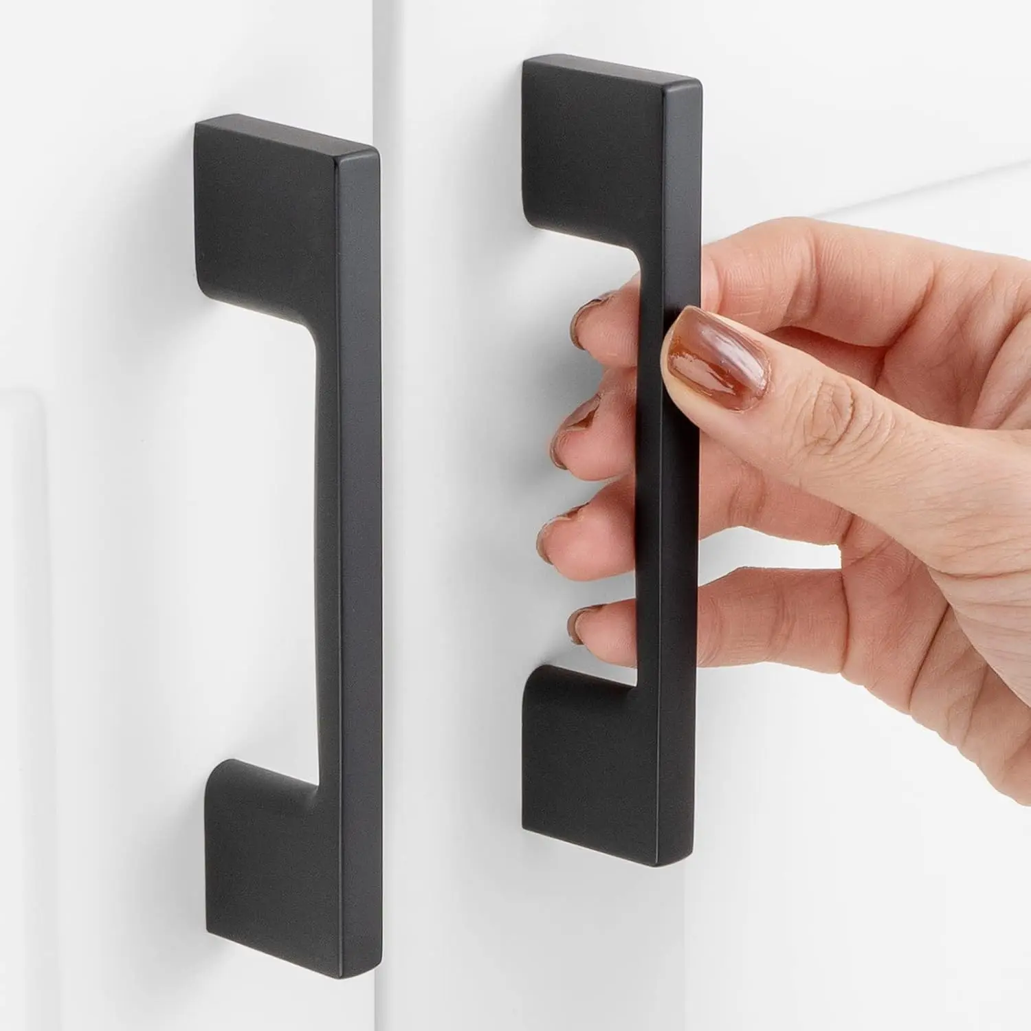 3 Inch Hole Centers, Black Wide Foot Kitchen Cabinet Pull Handle ZP2205 | Pack of 10, Solid Hardware for Drawer, Dresser, Bathroom, Vanity, Furniture Door, Cupboard, Bedroom, 3"