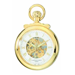Charles-Hubert Paris  Gold-Plated Brass Open Face Mechanical Pocket Watch