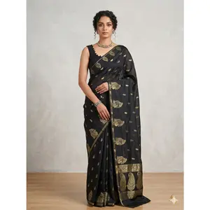 Black Victorian silk saree
