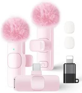 Wireless Mini Lavalier Lapel Microphone for iPhone iPad & Android Phone, 2 in 1 Lapel Mic for Video Recording- Clip on Dual Mics with Noise Reduction for Video Tiktok YouTube Podcast Vlogging(2 Pack)