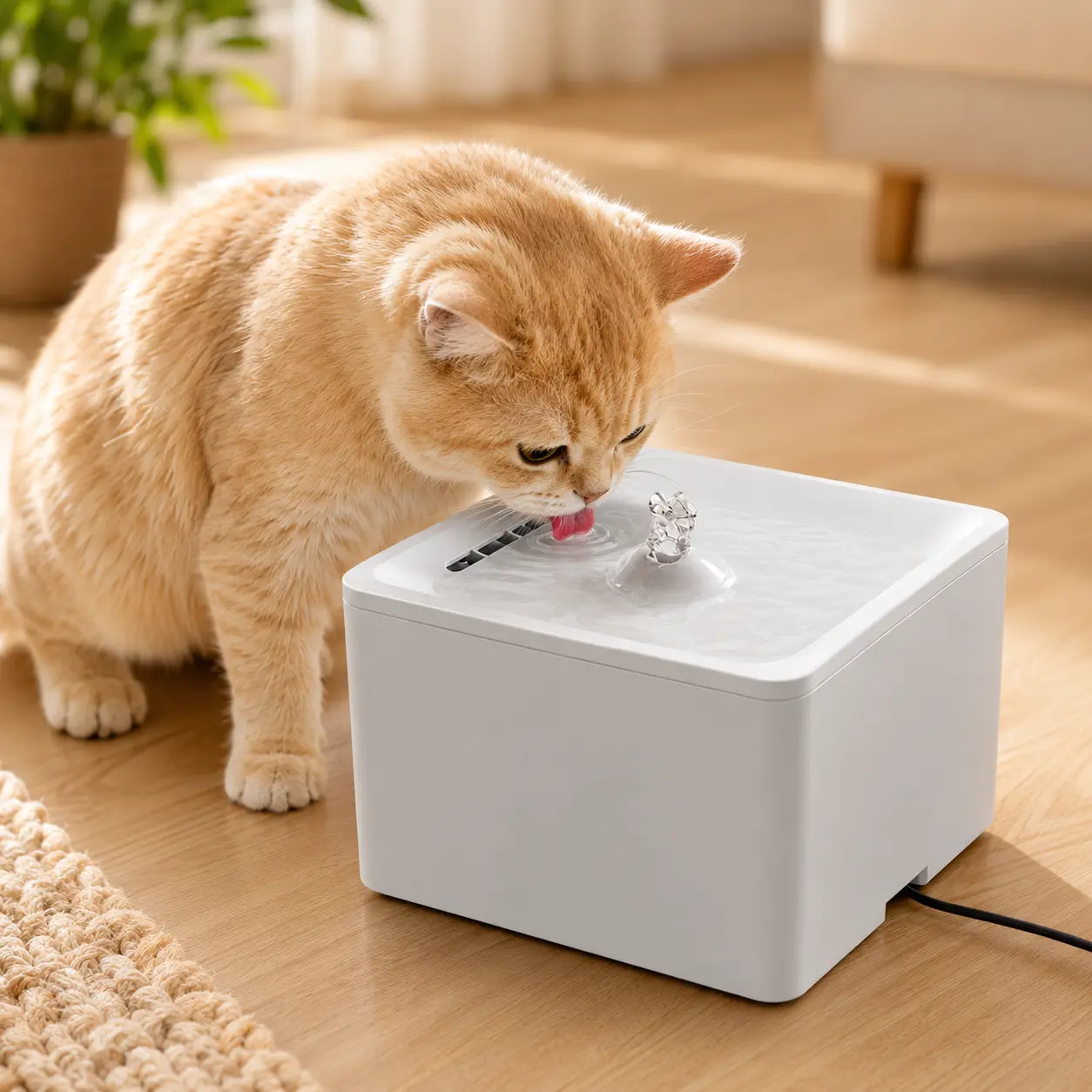 3.8L Cat Water Fountain, Ultra-Quiet Automatic Pet Water Dispenser with 5V Pump, Removable Easy-Clean Drinking Fountain for Cats and Small Dogs, White