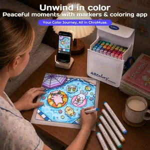 Alcohol Markers Set+Smart Coloring App, Dual Tip Art Markers Plus 1 Colorless Marker & 1 Highlight Pen with Premium leather case for Adult Coloring, Japanese-quality, Drawing,Ideal for Artists, Designers&Crafters,Back to school,Relaxing Coloring- ChroMuse