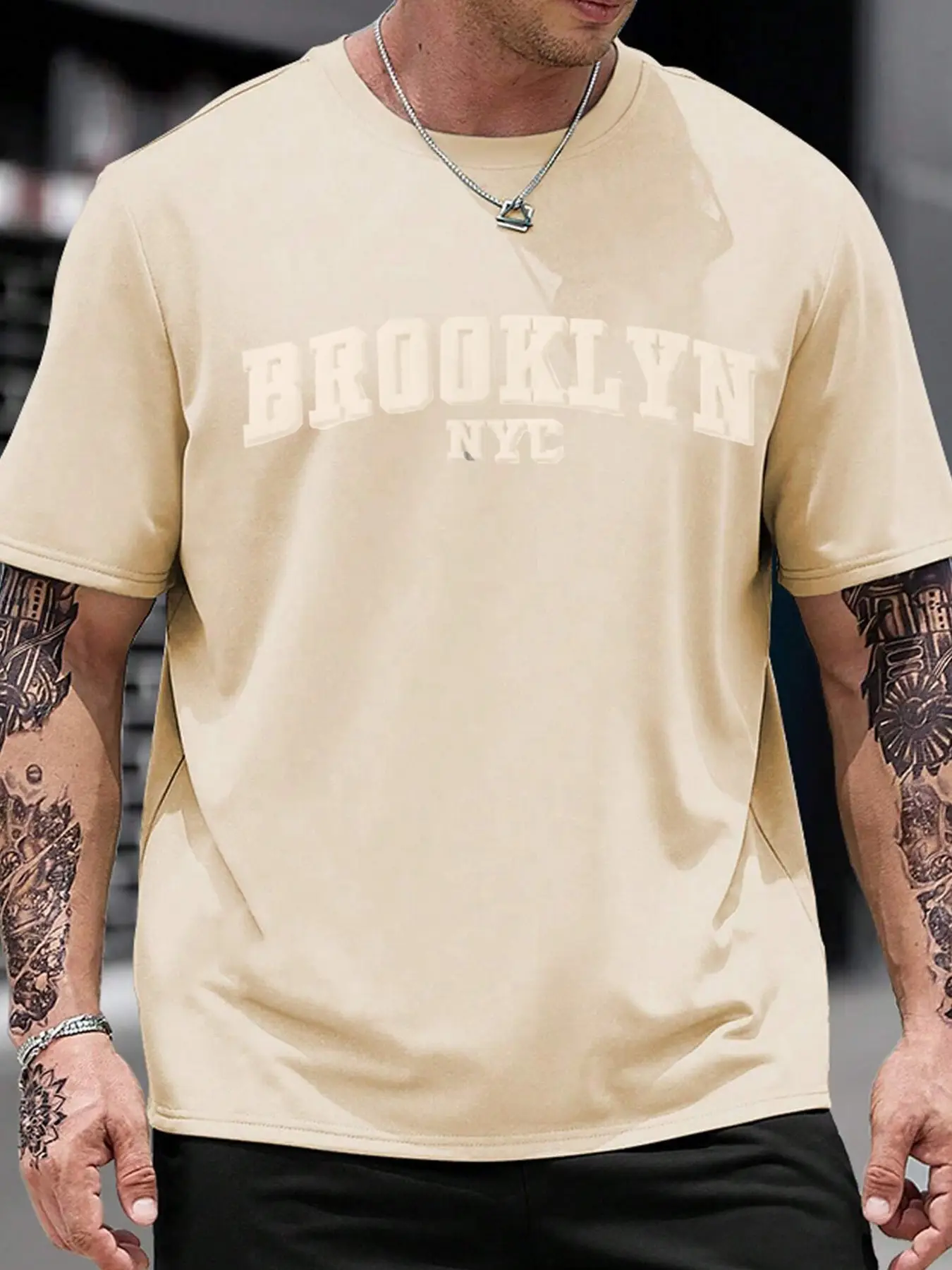 Men's Regular Fit Letter Print Drop Shoulder Tee, Casual Short Sleeve Round Neck T-Shirt for Summer, Fashion Men's Top for Daily Wear