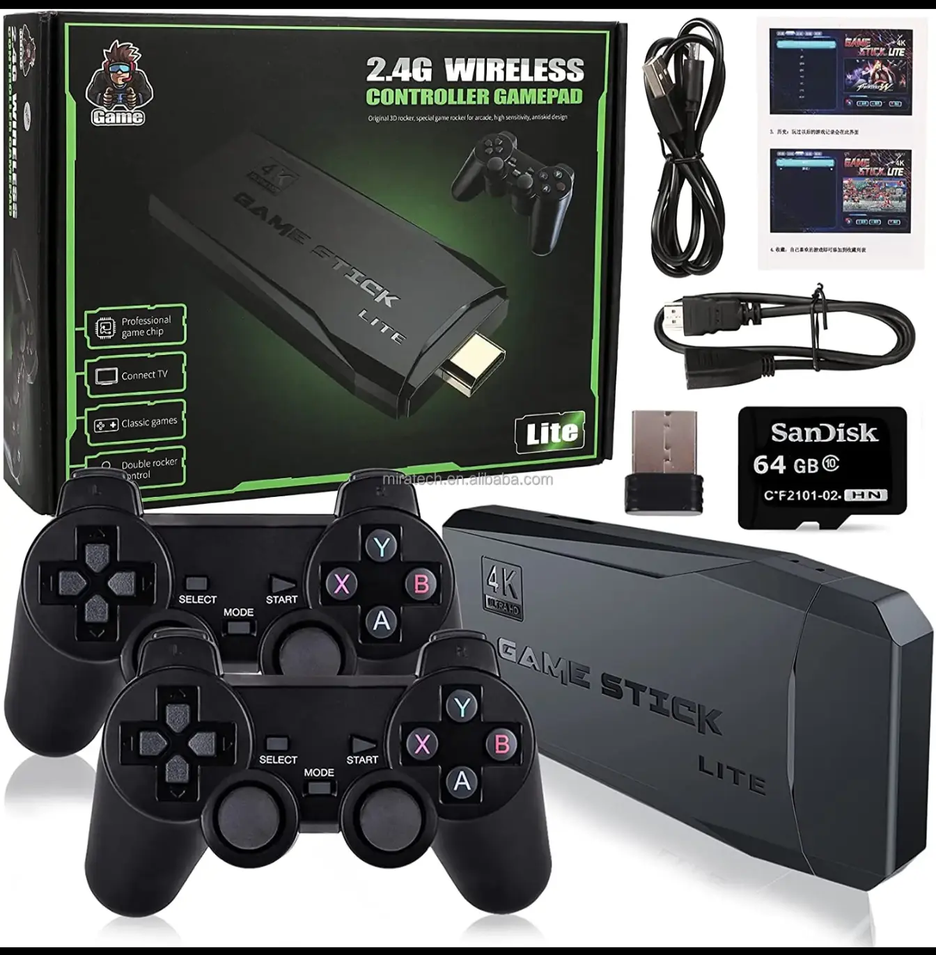 Retro Video Game Console - 10 Systems in 1, 20000 Pre-Loaded Games, 4K Resolution, 64GB Storage Capacity, Plastic Body, Included HDMI Cable for Nostalgic Gaming Experience, 10 Systems In One