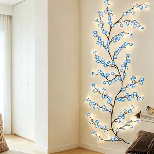 Lighted Willow Vine Garland with Remote Control, 6FT 96LED Blue Cherry Blossom Artificial Branches String Lights, Dimmable Waterproof Fairy Lights for Wedding Party Patio, Cool Holiday Gift for Her