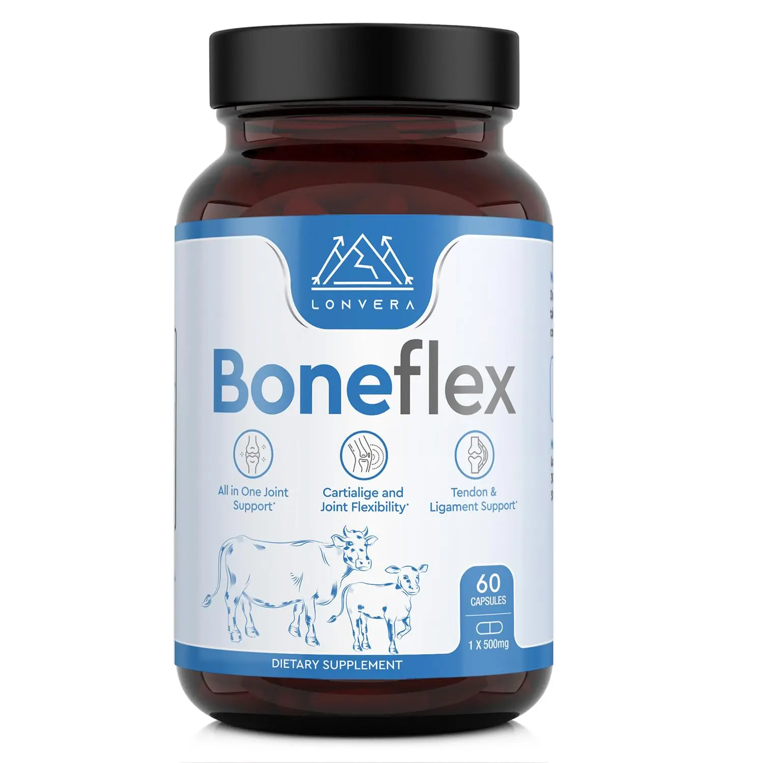 Boneflex Premium Joint Support Capsules, Collagen, Glucosamine, Chondroitin, MSM and Turmeric, Knee and Cartilage Support, 60 Capsules