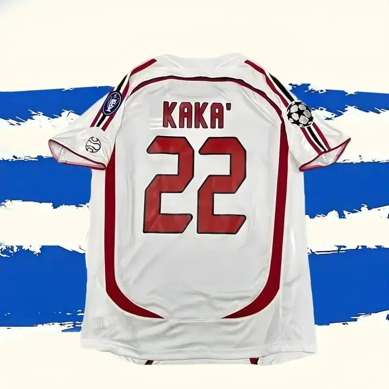 All Print 2006/07  Season Away Retro White No. 22 Kaka Short -Sleeve Jersey