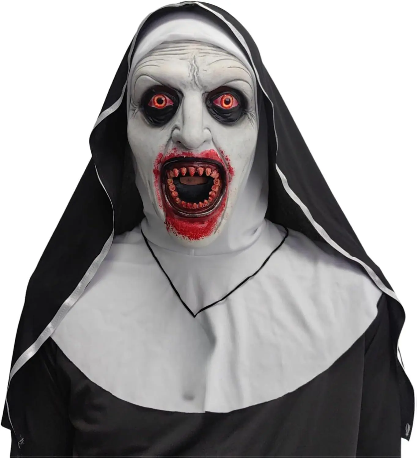 New Nun Mask - Scary Halloween Masks for Adults with Cross Charms