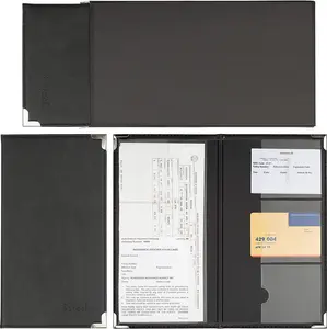 Zzteck Larger Car Registration Card Holder and Insurance - For Auto Truck Glove Box Console Documents Organizer Premium PU Black Leather Wallet Case