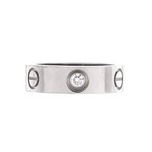 Pre-owned Cartier Love 3 Diamonds Band Ring 18K White Gold with Diamond by Rebag