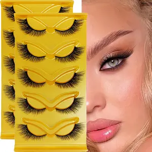 10Pairs/2Pack Cat Eye Lashes Wispy Fake Lashes Fluffy Cat Eye Lashes Extensions False Eyelashe