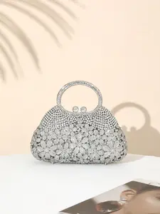 Elegant Crystal Evening Clutch Bag, Handmade Metal Diamond Purse, Purse Women, Perfect for Weddings, Parties, Dinners, No Phone Slot Included