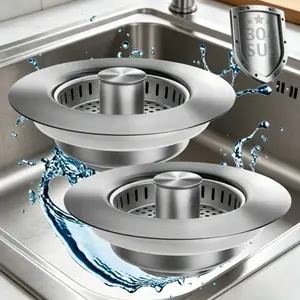 Kitchen Sink Drain Strainer 3 in 1 304 Stainless Steel Pop-UpSink Stopper with Filter Basket, Anti-Clogging Function,Tool-Free Installation solutions anti-clog colador para el fregadero sink plug