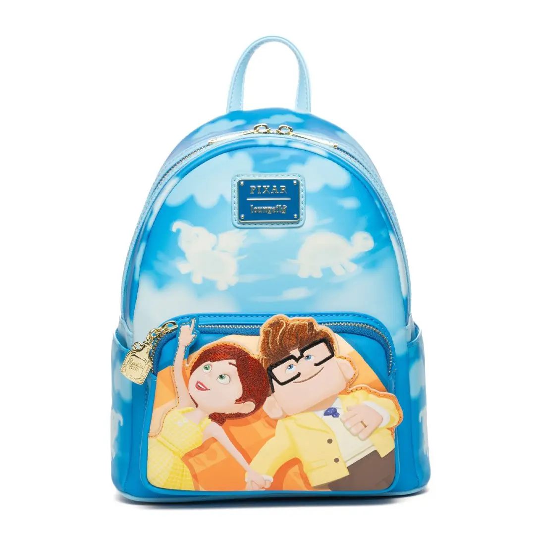 Loungefly Disney Pixar Up Glow-In-The-Dark Carl and Ellie In The Clouds Bag Design Backpack, with Applique, Embroidered Details, Casual Backpack, Minibackpack With Charm, Faux Leather, Character-Themed Backpacks