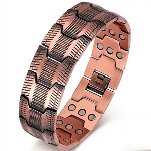 Copper Bracelet for Men, 3X Ultra Strength Magnetic Bracelets, 99.99% Pure Copper with 3500 Gauss Neodymium Magnets, Adjustable