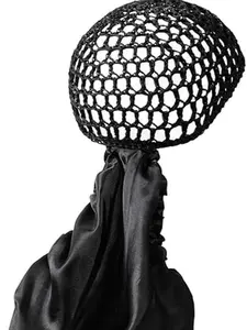 2 in 1 Wrap Cap Bonnet – Adjustable Hair Wrap Net & Scarf for Silk Press, Extra Long Hair Bonnet Wrap Cap for Curly & Braided Black