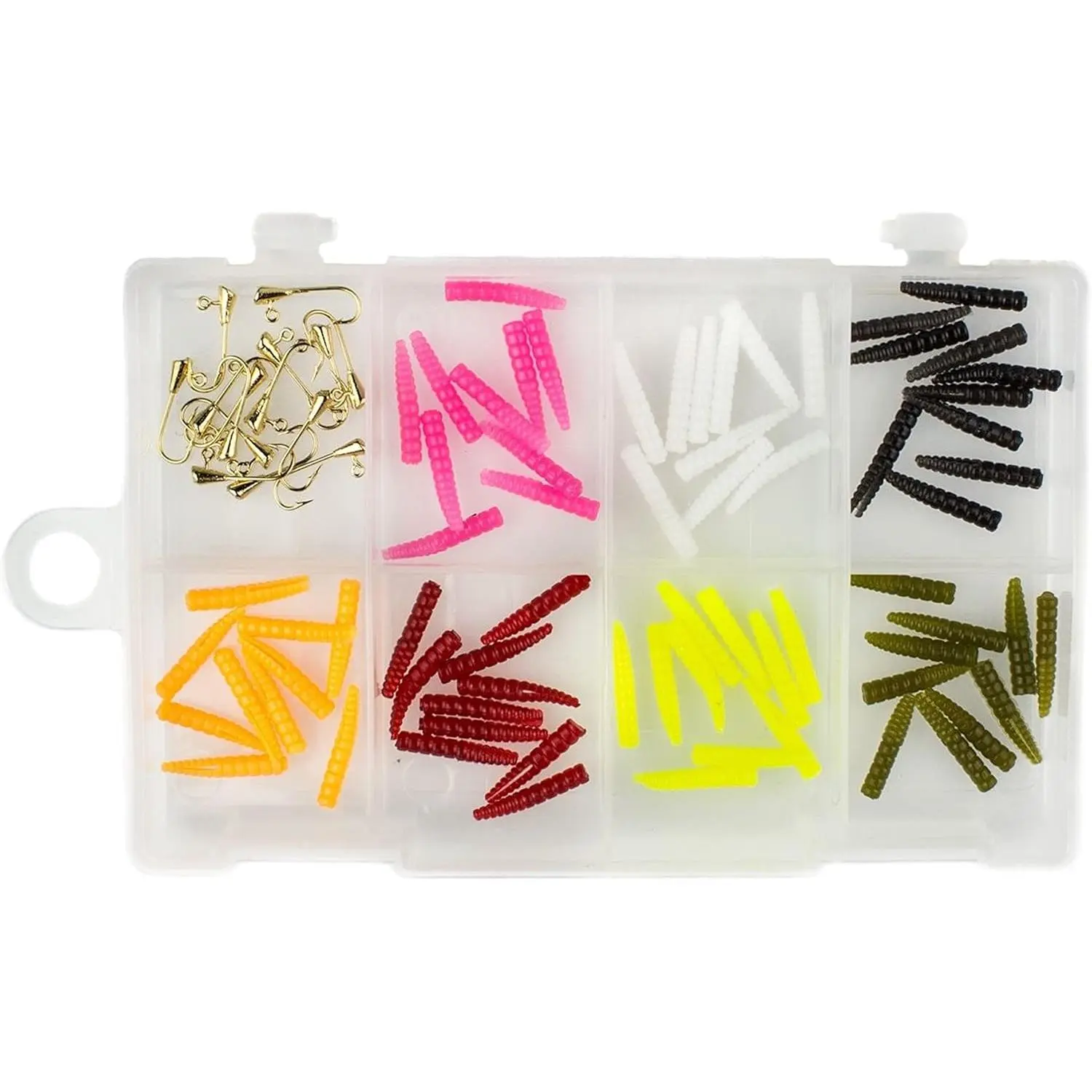 Leland's Lures Trout Magnet 85 Piece Mini Magnet Kit, Includes 70 Grub Bodies and 15 Size 14 Hooks, for Fly Fishing Or with Original Trout Magnet, Chatches All Types of Fish