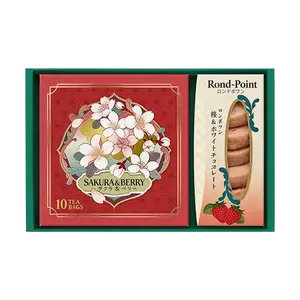 LUPICIA Japanese Sakura Berry Black Tea Bags & Strawberry White Chocolate Cookies Gift Set - Spring Limited Edition, 10 Tea Bags + 6 Cookies, Exquisite Tea Break Treat, Perfect Souvenir