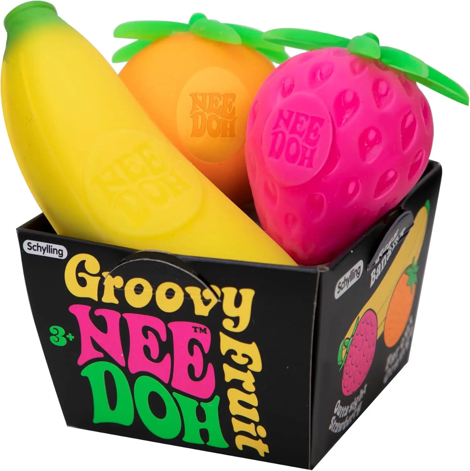 NeeDoh Groovy Fruit - Sensory fidget toy - 3 squishy fruit NeeDoh's - Ages 3 and up