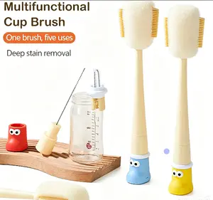 Multifunctional 5-in-1 Bottle Brush – Great for Cleaning Cup Lids & Home Kitchen Chores