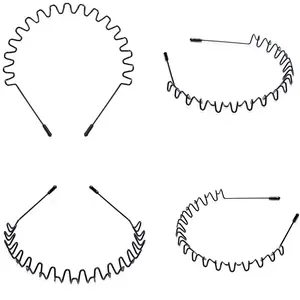 Hair Styling Tools WantGor Metal Headbands,3 Pack Fashion Unisex Black Hairband Spring Wave Non Slip Sports Headwear Hair Hoop Hair Accessories (2 Pack)