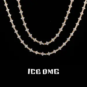 6.5mm Flower Tennis Chain Necklace for Women Bling White Gold Plated Zircon Sunflower Link Chain Jewelry Gifts for Her