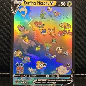 Surfing Pikachu Custom-made Holo Fan art card