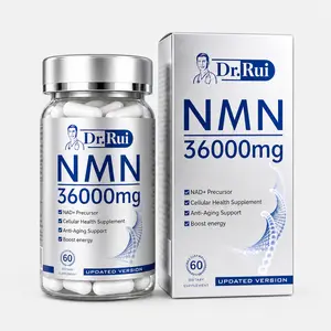 Dr. Rui NMN 3600mg — Stable Formula (60 Capsules): A 99% high-purity dietary supplement. Helps boost NAD levels, promote DNA repair, support healthy aging, increase muscle mass, improve sleep quality, and revitalize energy. GMP certified.