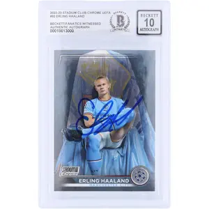 Erling Haaland Manchester City Autographed 2022-23 Topps Stadium Club Chrome #92 Beckett Fanatics Witnessed Authenticated 10 Card - Fanatics Authentic Certified