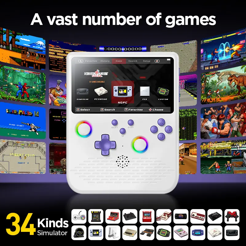 H5 Retro Handheld Game Console, Mini Portable Video Game Console, 5-Inch IPS Screen,4000mAh Battery,34＋Mainstream Emulator,Built-in 64G TF Card.