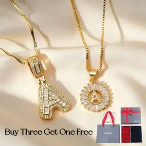 2 Pack Initial Letter Necklace 14k Gold Plated Bling Dainty Necklaces Trendy Chunky Custom Name Necklace Personalized Round Circle Pendant Zirconia Letters Name Valentine's Day Anniversary Jewelry Set Gifts for Mom Gifts for Daughter,Gift box available