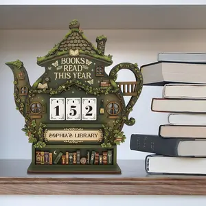 Personalized Books Read This Year Tracker – Custom Name Reading Counter Display, Book Lover Gift, Home Library Shelf Decor