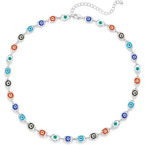 Veliora Gift B Evil Eye Necklace Blue Evil Eye Choker Ojo Hamsa Pendant Necklace Lucky Turkish Protection Jewelry Gift for Women Birthday Gifts