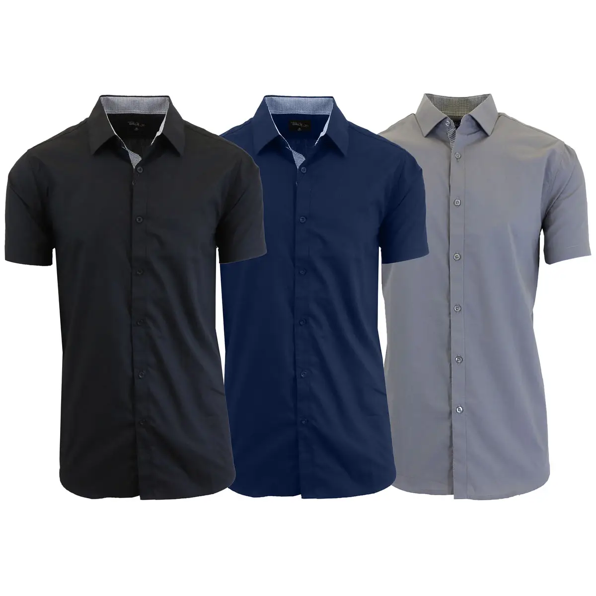 3-Pack Men's Short Sleeve & Long Sleeve Classic Dress Shirts (Sizes, S-3XL)