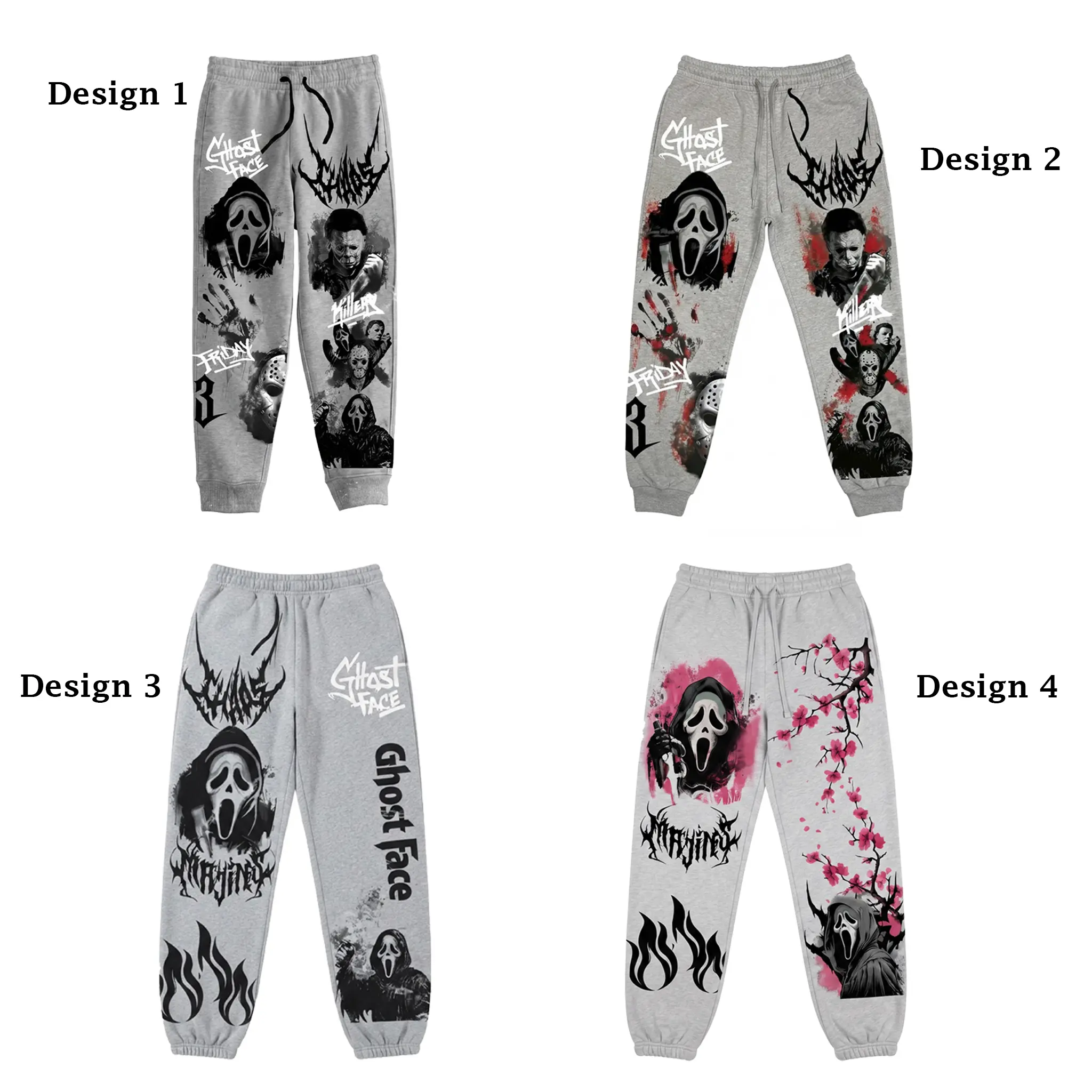 Gothic Horror Jogger Pants | Ghost Face Graphic Sweatpants | Dark Horror Streetwear | Spooky Y2K Casual Pants | Halloween Gift