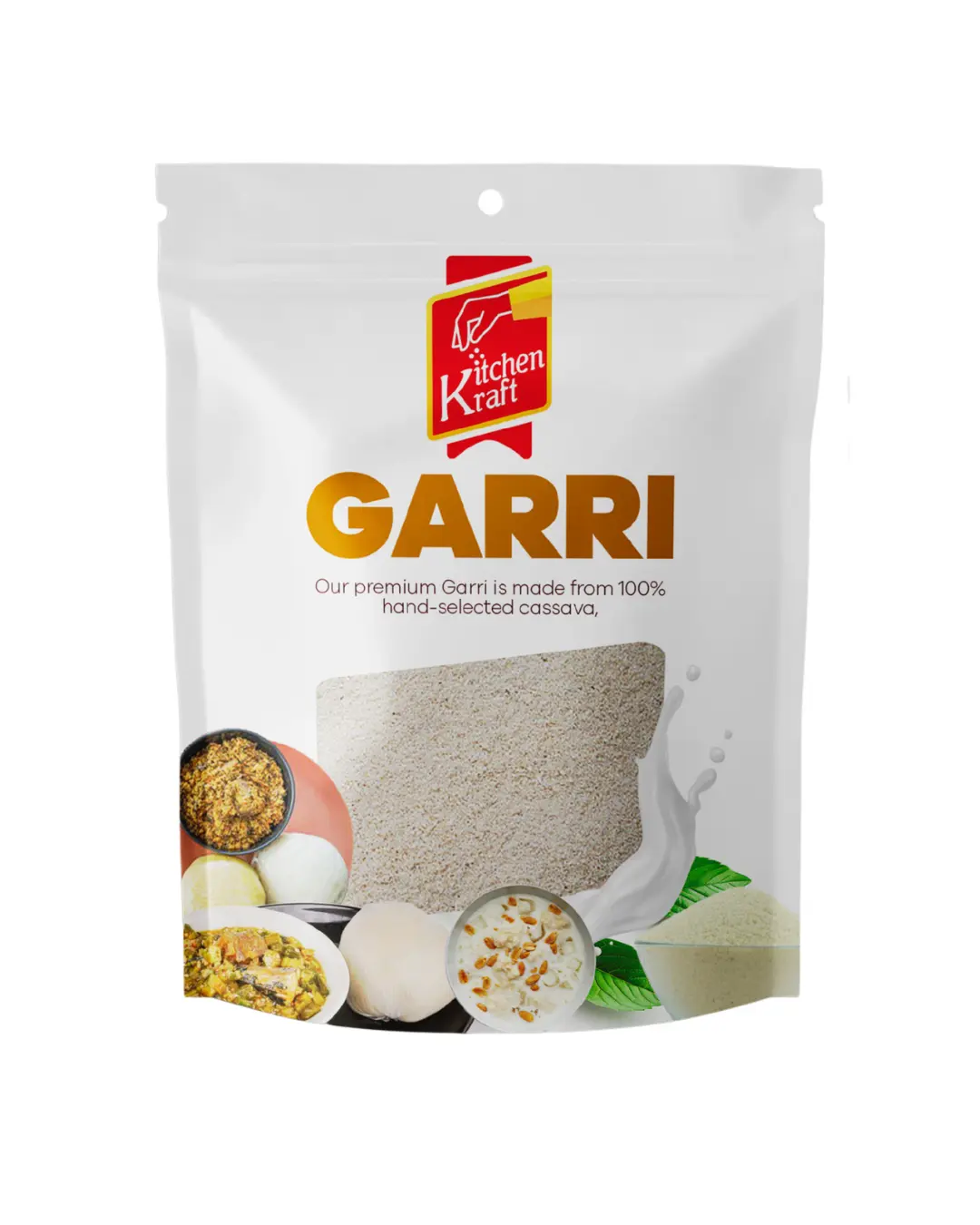 Kitchen Kraft Ijebu Cassava Garri Cassava Flour - 2.5lbs, Chemical-Free, Extra Crisp, Tangy Sour Distinct Flavor, Fine Grains, US-Sourced, Bake-Friendly Food & Culinary Ingredient