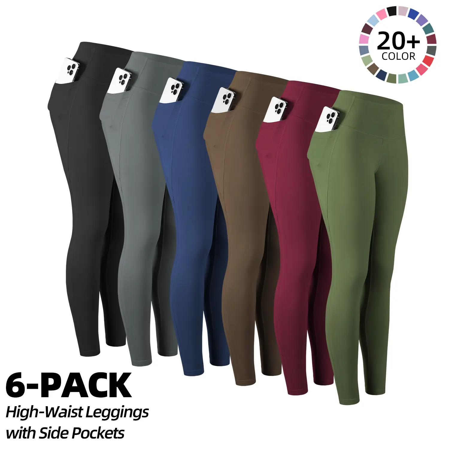 5/6Pack Women's Yoga Leggings - High Waisted Pocketed Tight Athletic Casual Workout Pants breathable and soft Womenswear Activewear,travel essentials,camping essentials,all season
