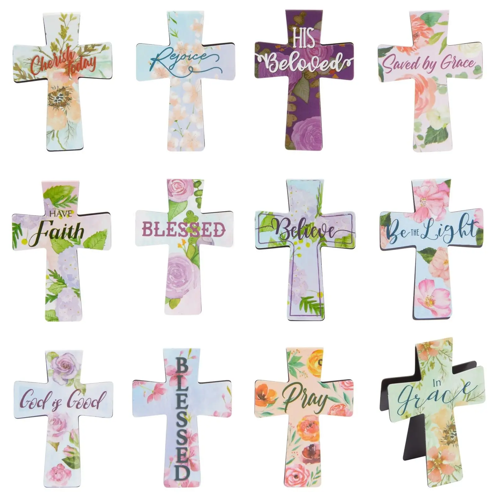 Christian Magnetic Bookmarks & Cross Book Markers - 2.25 x 1.6 in Multicolor - 12 Faith-Inspired Floral Designs & Secure Magnet Backing - Daily Inspiration & Encouragement