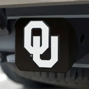 Oklahoma Sooners Chrome Emblem On Black Hitch Cover