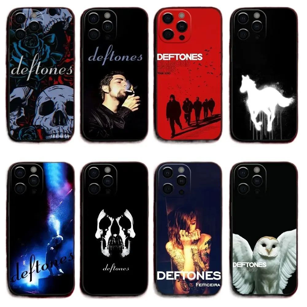 D-Deftones Band Music TPU Soft Black Phone Case for iPhone 17, 16, 15, 14, 13, 12 Pro