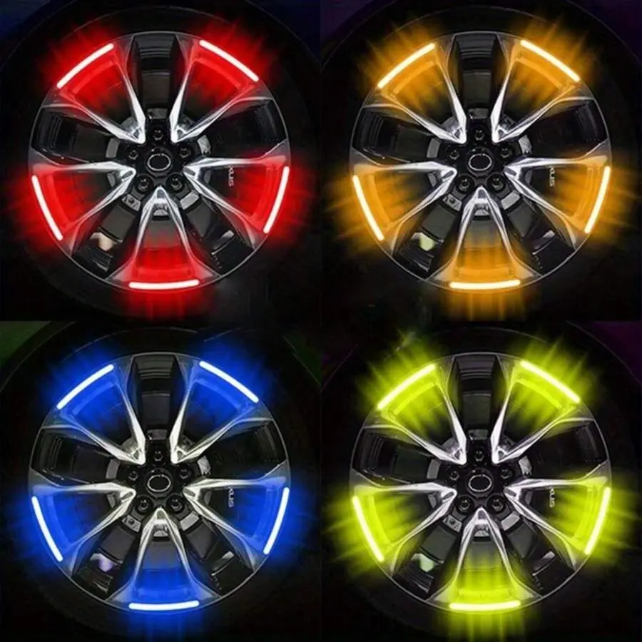 40 Pcs Reflective Wheel Decal Multipack - High-Visibility, Light-Reflecting Automotive Car Exterior Decor Accessories, 1-Size Decal for Car Decoration