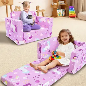 Kids Couch, 2-in-1 Toddler Sofa Fold Out, Soft Toddler Chair for Boys and Girls, Convertible Sofa to Lounger- Ideal for Napping, Reading, and Playing