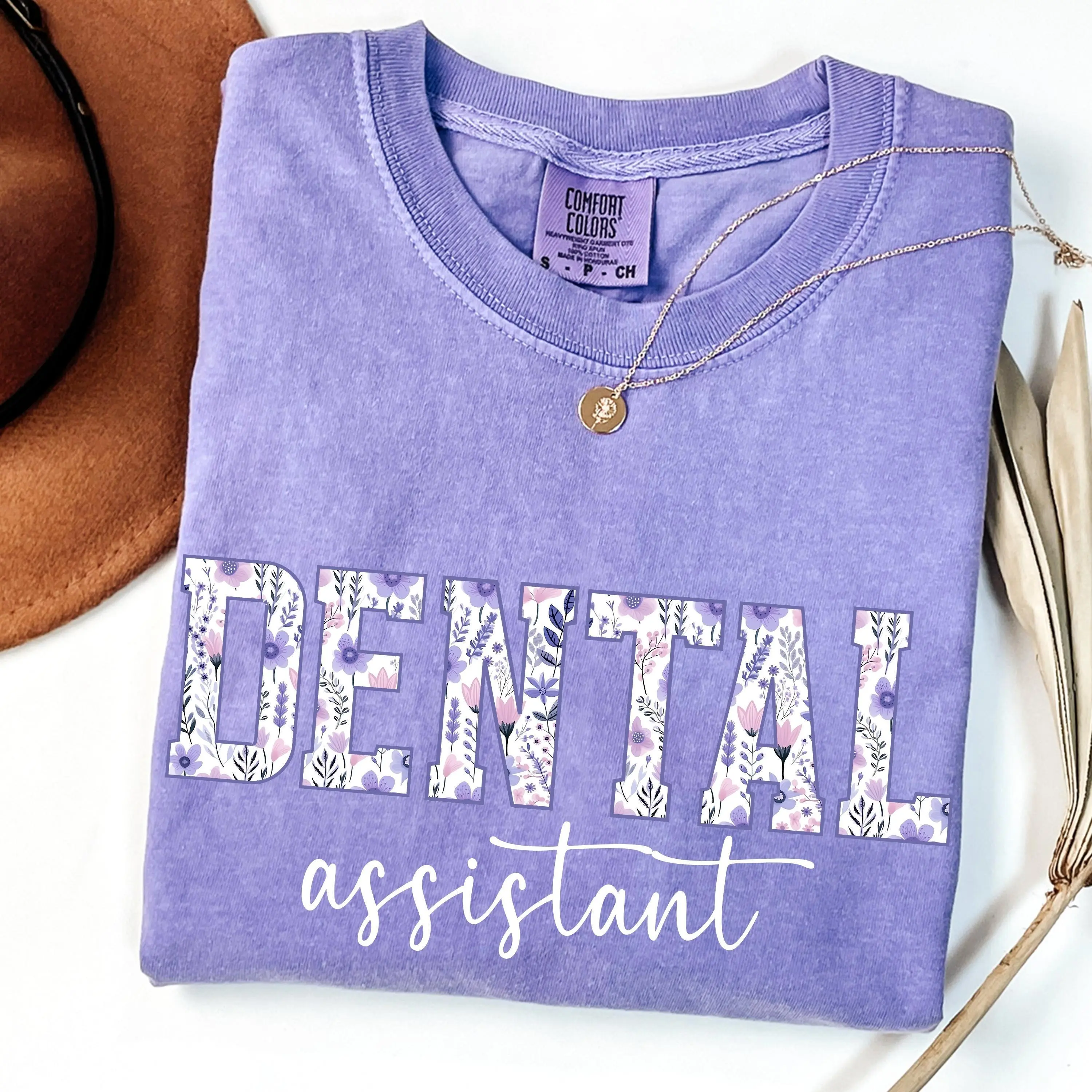 Comfort Colors® Dental Assistant Shirt, Blue Toile RDA T-Shirt, Floral Dental Assistant tee, Dentist Office Shirt, Dental Assistant Tees Cotton Fabric Top Womenswear