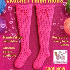 Bouji Crochet Thigh High Socks Womenswear Handcrafted with Love Custom Colors Available Cozy Luxe Vibes
