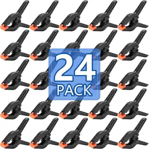 24 Pack 3.5 inch Plastic Spring Clamps, Black Heavy Duty Clips, Backdrop Clips for Crafts, Backdrop Stand, Woodworking, Photography