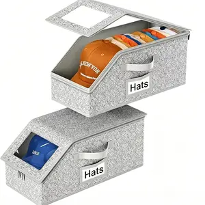 Stackable Baseball Cap Storage Box - Durable Cardboard Organizer, Holds 24 Hats, for Closet Decluttering (Home Supplies Storage Box)